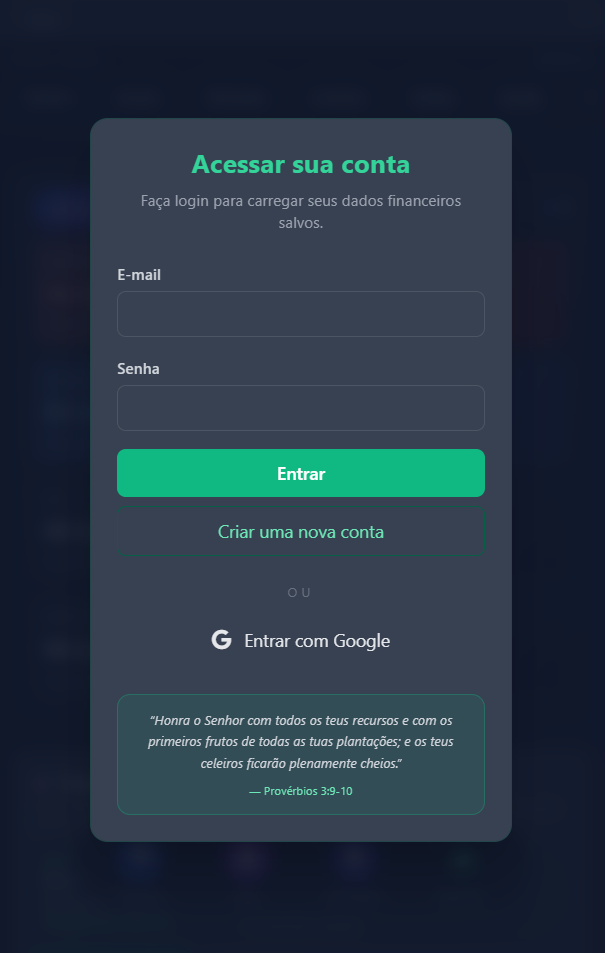 Tela de login do Economeo
