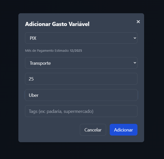Modal para adicionar gasto variável
